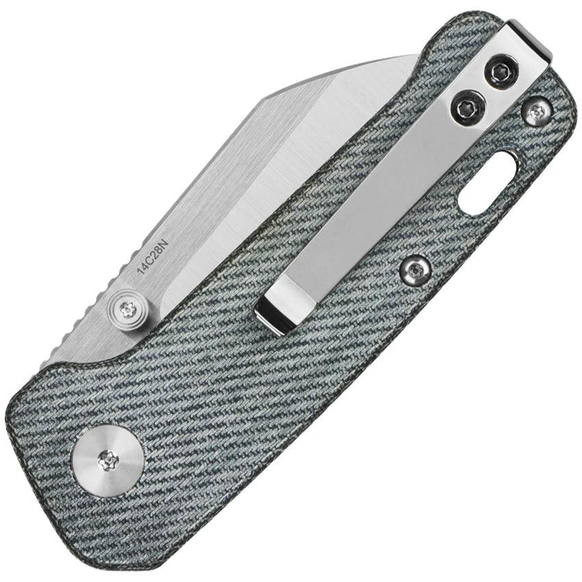QSP Mini Penguin Linerlock Knife Denim Canvas Micarta Handle 14C28N Satin Blade EDC by QSP Knife