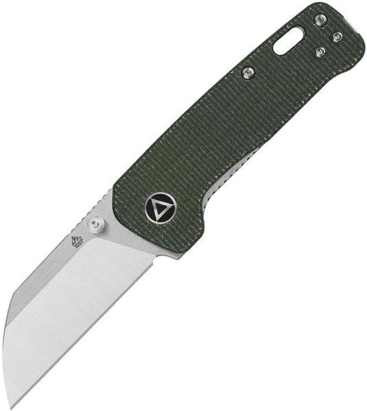 QSP Penguin Mini Linerlock Knife Green Canvas Micarta 14C28N Satin Blade For EDC Enthusiasts by QSP Knife