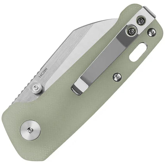 QSP Mini Penguin Linerlock Jade G10 EDC Knife - Compact Urban Carry With Satin 14C28N Blade by QSP Knife