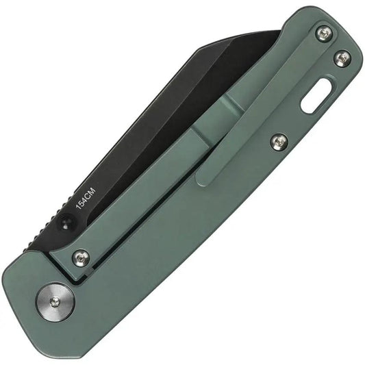 QSP Penguin Linerlock QS130Y - Compact EDC Knife With 3 Inch 154CM Blade And Green Titanium Handle by QSP Knife