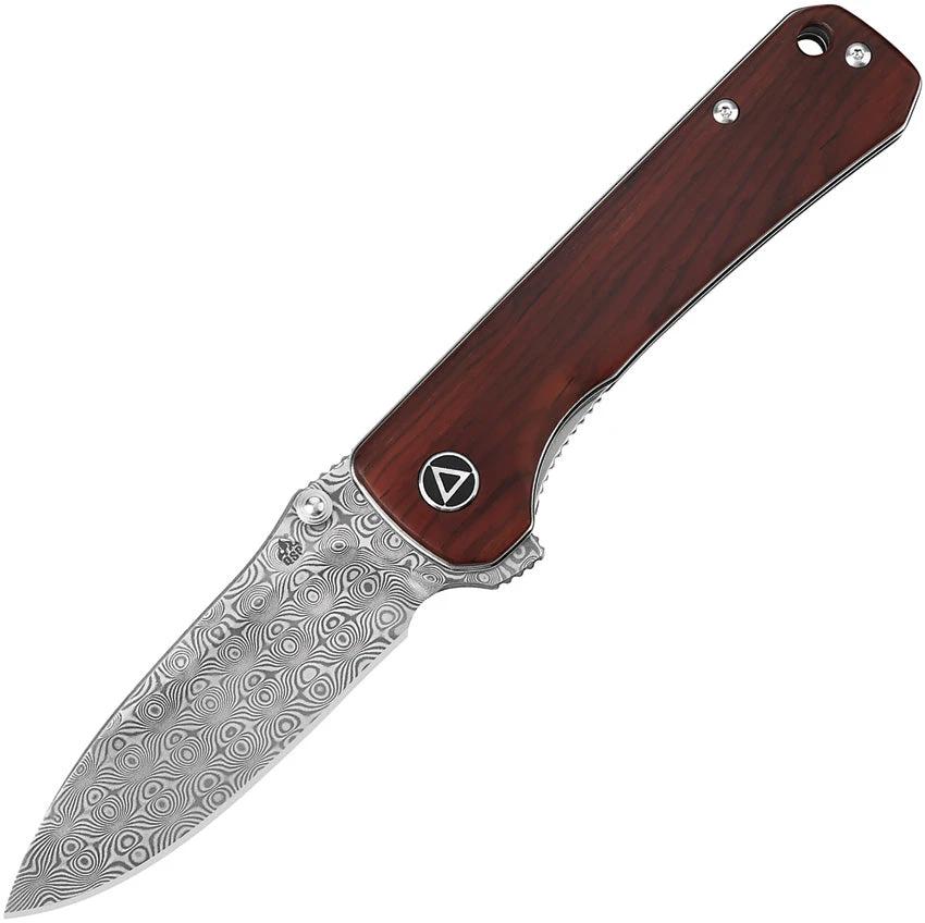 QSP Hawk Linerlock Damascus Folding Knife With Cocobolo Handle For Everyday Carry Enthusiasts by QSP Knife