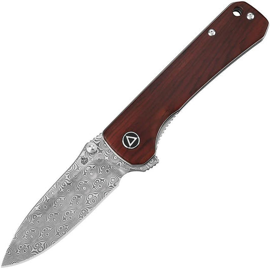 QSP Hawk Linerlock Damascus Folding Knife With Cocobolo Handle For Everyday Carry Enthusiasts by QSP Knife