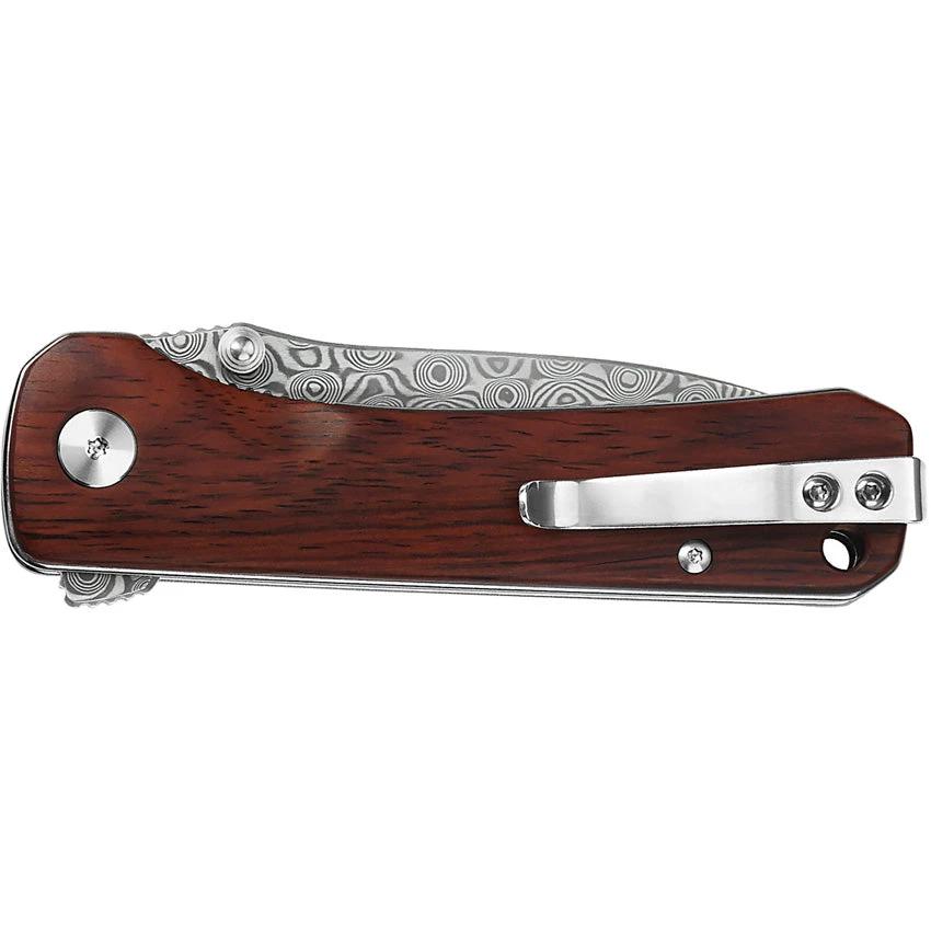 QSP Hawk Linerlock Damascus Folding Knife With Cocobolo Handle For Everyday Carry Enthusiasts by QSP Knife