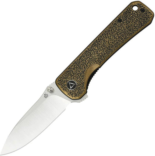 QSP Hawk Linerlock Brass Handle EDC Knife With Satin 14C28N Blade For Everyday Carry by QSP Knife