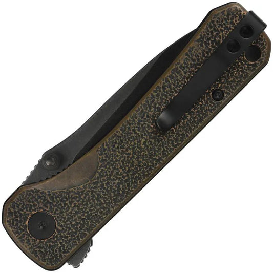 QSP Hawk Linerlock Knife Copper Black QS131N - Durable 14C28N Sandvik Blade With Textured Copper Handle by QSP Knife
