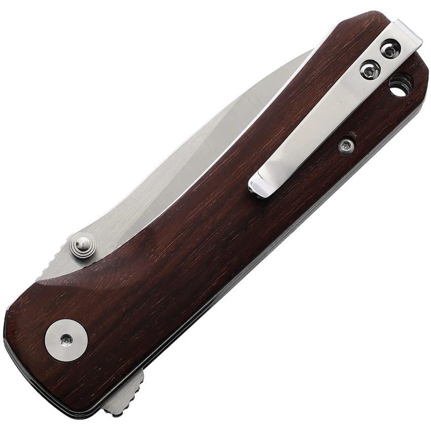 Premium QSP Hawk Linerlock EDC Folding Knife Mkuruti QS131 O1 Satin Blade Extended Tang Wood Handle by QSP Knife