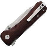 Premium QSP Hawk Linerlock EDC Folding Knife Mkuruti QS131 O1 Satin Blade Extended Tang Wood Handle by QSP Knife