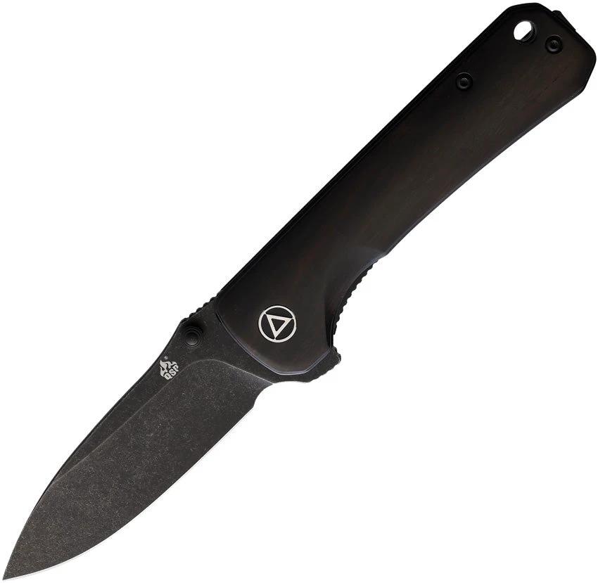 QSP Hawk Linerlock Knife Ebony Wood Handle 14C28N Sandvik Stainless Stonewash Blade EDC Classic by QSP Knife