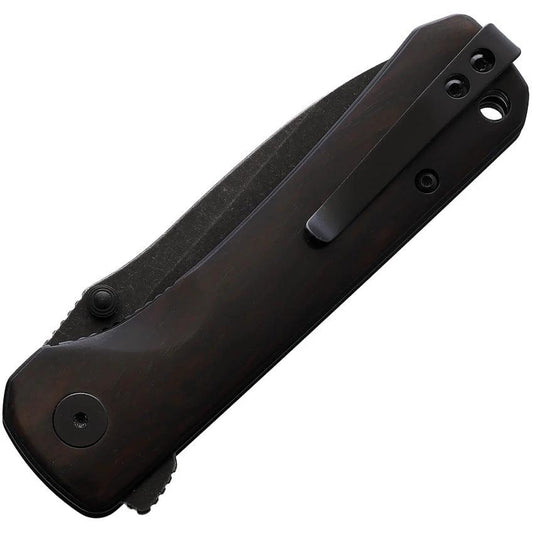 QSP Hawk Linerlock Knife Ebony Wood Handle 14C28N Sandvik Stainless Stonewash Blade EDC Classic by QSP Knife