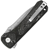 QSP Knife Hawk Linerlock Damascus Steel Blade Aluminum Foil Carbon Fiber Handle Premium EDC Enthusiasts by QSP Knife
