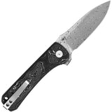 QSP Knife Hawk Linerlock Damascus Steel Blade Aluminum Foil Carbon Fiber Handle Premium EDC Enthusiasts by QSP Knife