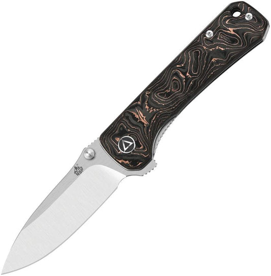 QSP Hawk Linerlock EDC Knife For Enthusiasts With Copper Foil Carbon Fiber Handle And S35VN Blade by QSP Knife