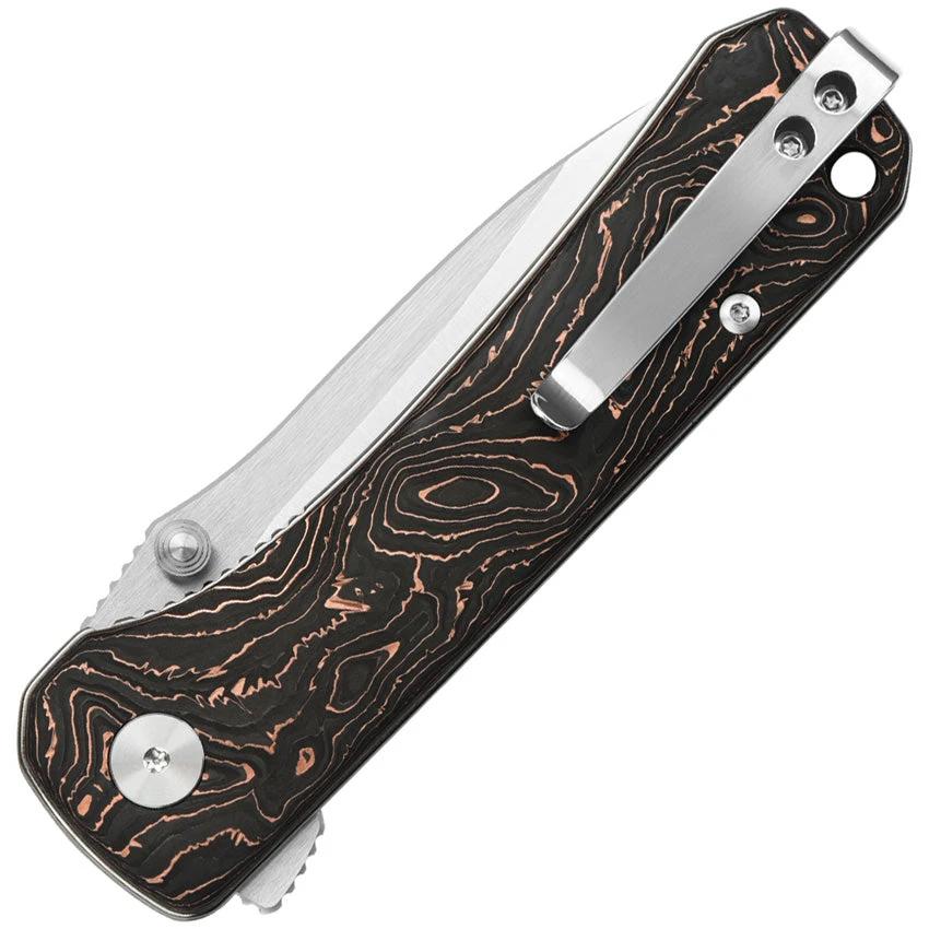 QSP Hawk Linerlock EDC Knife For Enthusiasts With Copper Foil Carbon Fiber Handle And S35VN Blade by QSP Knife