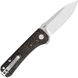 QSP Hawk Linerlock EDC Knife For Enthusiasts With Copper Foil Carbon Fiber Handle And S35VN Blade by QSP Knife