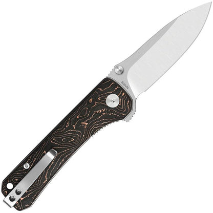 QSP Hawk Linerlock EDC Knife For Enthusiasts With Copper Foil Carbon Fiber Handle And S35VN Blade by QSP Knife