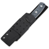 QSP Knife Bison Fixed Blade - D2 Satin Finish, 4.5 Inch Full Tang, Denim Linen Micarta Handle by QSP Knife