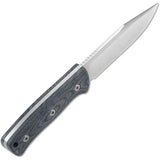 QSP Knife Bison Fixed Blade - D2 Satin Finish, 4.5 Inch Full Tang, Denim Linen Micarta Handle by QSP Knife