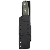 QSP Bison Fixed Blade Knife - D2 Satin Clip Point 4.5 Inch Full Tang Green Linen Micarta Kydex Sheath by QSP Knife
