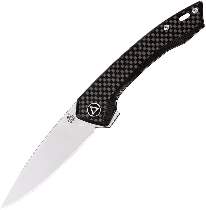 QSP Leopard Linerlock Knife With Carbon Fiber Handle And Satin 14C28N Blade For EDC Enthusiasts by QSP Knife
