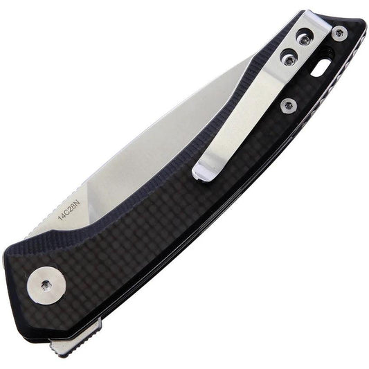 QSP Leopard Linerlock Knife With Carbon Fiber Handle And Satin 14C28N Blade For EDC Enthusiasts by QSP Knife