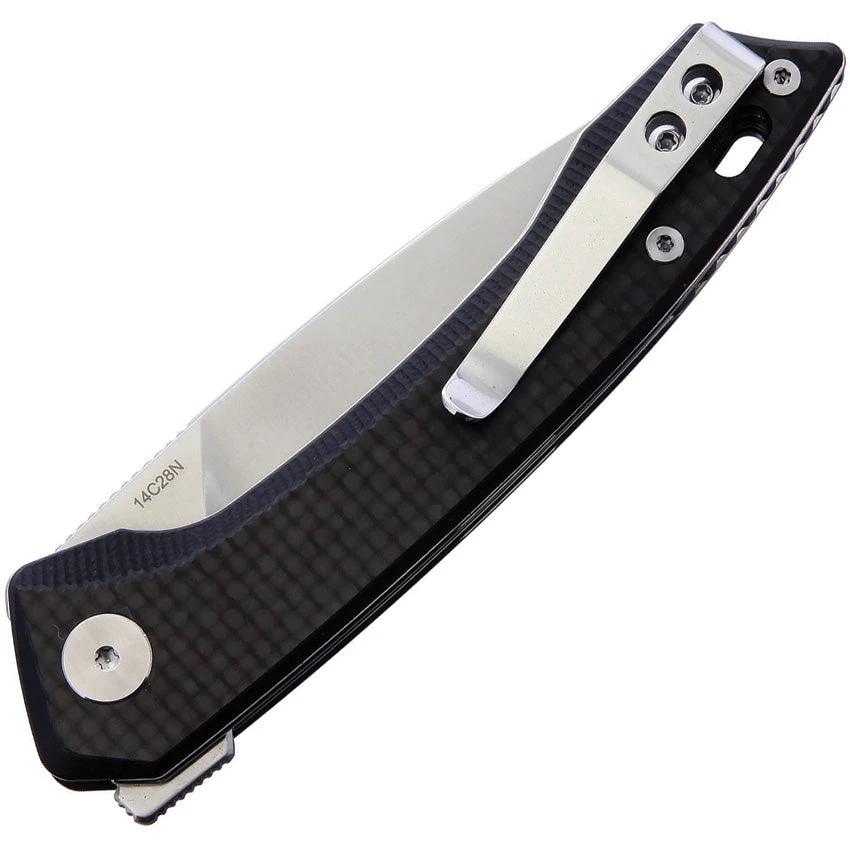 QSP Leopard Linerlock Knife With Carbon Fiber Handle And Satin 14C28N Blade For EDC Enthusiasts by QSP Knife