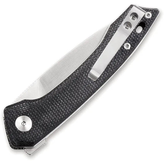 QSP Leopard Linerlock Knife - Compact EDC With Satin 3In Blade And Black Linen Micarta Handle by QSP Knife