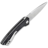 QSP Leopard Linerlock Knife - Compact EDC With Satin 3In Blade And Black Linen Micarta Handle by QSP Knife