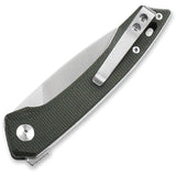 QSP Leopard Linerlock Knife Green Linen Micarta - Satin 14C28N Blade For Everyday Carry by QSP Knife