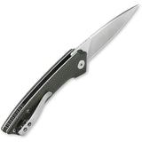 QSP Leopard Linerlock Knife Green Linen Micarta - Satin 14C28N Blade For Everyday Carry by QSP Knife