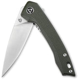 QSP Leopard Linerlock Knife Green Linen Micarta - Satin 14C28N Blade For Everyday Carry by QSP Knife