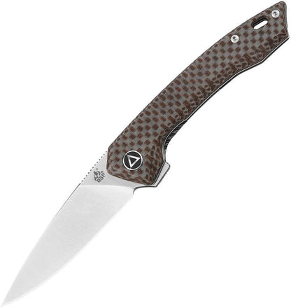 QSP Leopard Premium Linerlock Knife QS135D For EDC Enthusiasts 3 Inch Satin 14C28N Blade Brown Micarta by QSP Knife