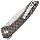 QSP Leopard Premium Linerlock Knife QS135D For EDC Enthusiasts 3 Inch Satin 14C28N Blade Brown Micarta by QSP Knife