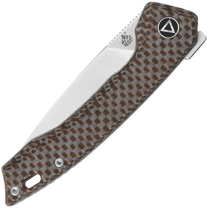QSP Leopard Premium Linerlock Knife QS135D For EDC Enthusiasts 3 Inch Satin 14C28N Blade Brown Micarta by QSP Knife