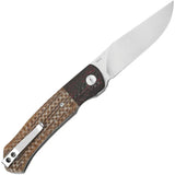 QSP Gannet Linerlock Folding Knife - Satin 154CM Blade With Brown Micarta Handle And Carbon Fiber Bolsters by QSP Knife