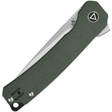 QSP Osprey Linerlock Knife - Green Micarta Handle, Extended Tang, 3.25in Satin Blade For EDC by QSP Knife