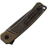 QSP Osprey Linerlock Knife - Brass Handle With Black Stonewashed 14C28N Blade For EDC Enthusiasts by QSP Knife