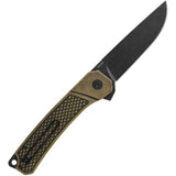 QSP Osprey Linerlock Knife - Brass Handle With Black Stonewashed 14C28N Blade For EDC Enthusiasts by QSP Knife