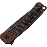 QSP Osprey Linerlock Knife - Copper Handle Extended Tang For EDC Fans, 3.25in Sandvik 14C28N Blade by QSP Knife