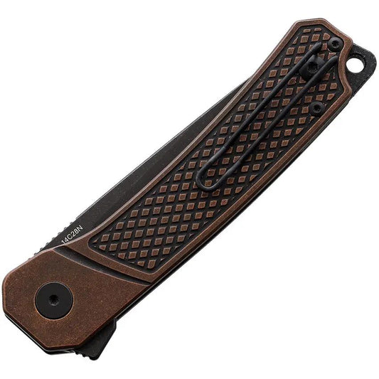 QSP Osprey Linerlock Knife - Copper Handle Extended Tang For EDC Fans, 3.25in Sandvik 14C28N Blade by QSP Knife