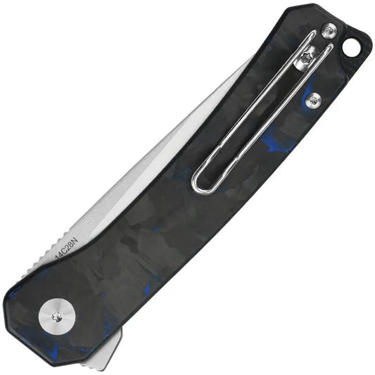 QSP Osprey Linerlock Knife - Satin 14C28N Blade With G10 And Carbon Fiber Handle Extended Tang For EDC by QSP Knife