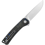 QSP Osprey Linerlock Knife - Satin 14C28N Blade With G10 And Carbon Fiber Handle Extended Tang For EDC by QSP Knife