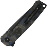 QSP Osprey Linerlock Knife - 14C28N Blade, G10 Handle With Blue Carbon Fiber Overlay And Extended Tang For EDC by QSP Knife