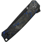 QSP Osprey Linerlock Knife - 14C28N Blade, G10 Handle With Blue Carbon Fiber Overlay And Extended Tang For EDC by QSP Knife