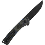 QSP Osprey Linerlock Knife - 14C28N Blade, G10 Handle With Blue Carbon Fiber Overlay And Extended Tang For EDC by QSP Knife