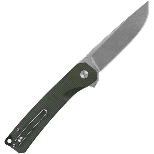 QSP Osprey XL Button Lock Knife D2 Steel 4.75 Inch Closed Green Canvas Micarta Handle For EDC Enthusiasts Rugged Durability by QSP Knife
