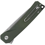 QSP Osprey XL Button Lock Knife D2 Steel 4.75 Inch Closed Green Canvas Micarta Handle For EDC Enthusiasts Rugged Durability by QSP Knife
