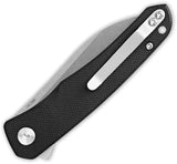 QSP Otter Linerlock Knife - Slim EDC With 2.75 Inch Blade Stonewash Finish Black G10 Handle by QSP Knife