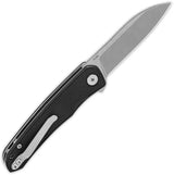 QSP Otter Linerlock Knife - Slim EDC With 2.75 Inch Blade Stonewash Finish Black G10 Handle by QSP Knife