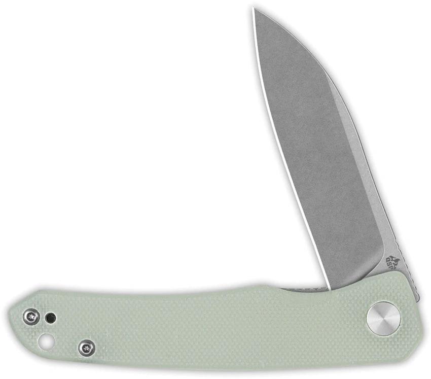 QSP Otter Linerlock Knife Jade G10 Handle 14C28N Blade 2.75in Closed 3.88in Extended Tang Pocket Clip EDC Enthusiasts by QSP Knife