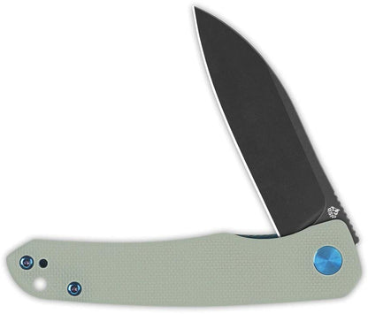 QSP Otter Linerlock Knife Jade G10 Handle 14C28N Blade Extended Tang For EDC Enthusiasts by QSP Knife